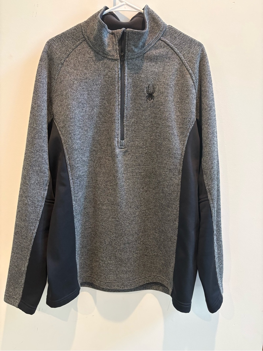 Spyder Men's Gray Zip-Neck Pullover with Black Panels